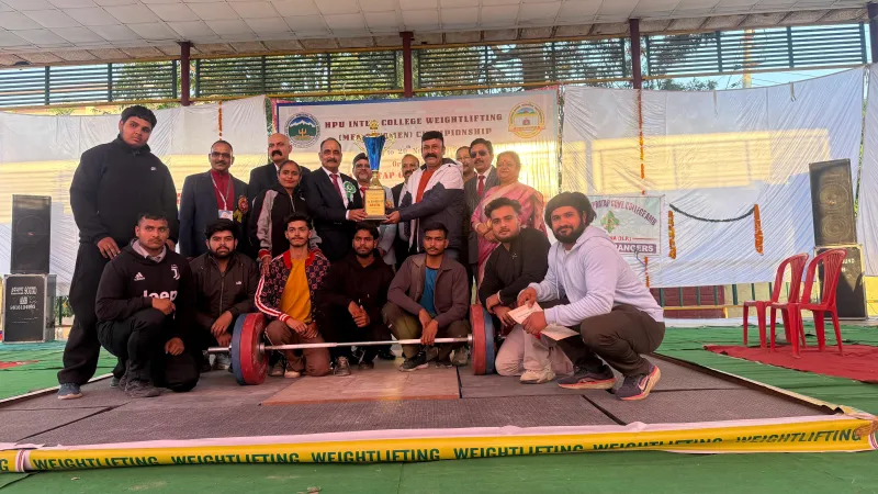 Runners up  HPU Inter-college weight lifting men championship 2025-26