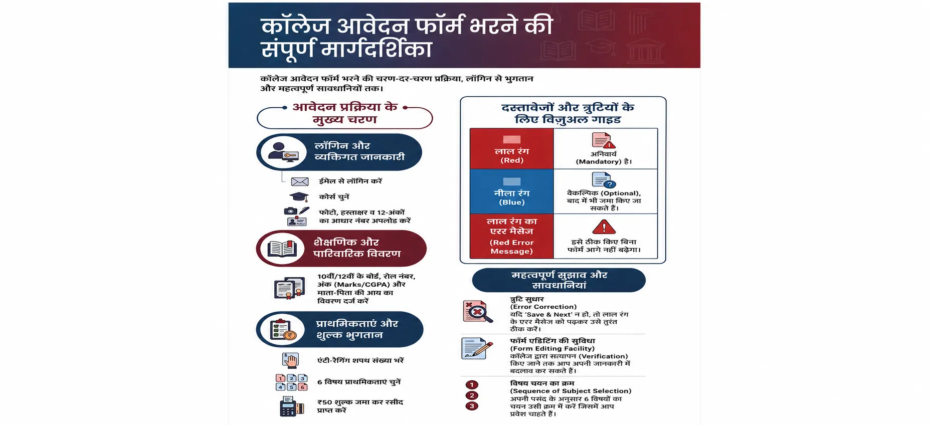 Flow chart to fill Admission form